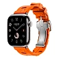 Умные часы Apple Watch Hermes Series 11 42mm GPS + Cellular Silver Titanium Case Orange Single Tour Deployment Buckle Kilim Strap (with Orange Hermès Sport band)