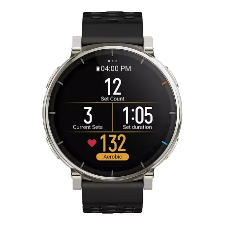 Умные часы Xiaomi Amazfit Active 3 Premium серебристый (чёрный ремешок) - 2