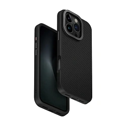 Клип-кейс (накладка) UNIQ Keva Max MagSafe для Apple iPhone 16 Pro полиуретан, кевлар (армид), алюминий, чёрный