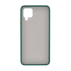 Клип-кейс (накладка) Shell для Samsung Galaxy A12 / M12 пластик, затемнённый с тёмно-зелёной рамкой