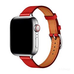 Ремешок для Apple Watch 38 / 40 / 41 / 42mm кожа узкий красный