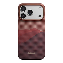 Клип-кейс (накладка) Pitaka Edge Case для Apple iPhone 18 Pro Max / 17 Pro Max кевлар (арамид), красно-коричневый (за горизонтом 2.0) (KI1810PM)