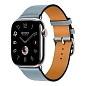 Умные часы Apple Watch Hermes Series 11 46mm GPS + Cellular Silver Titanium Case Bleu Lin Single Tour Strap (with Orange Hermès Sport band)
