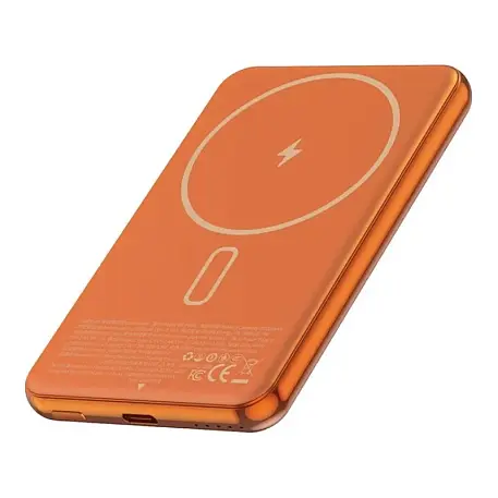 Внешний аккумулятор с беспроводной зарядкой WIWU Silver Seraph Alloy Unibody Power Bank 5000 мАч 20 Вт оранжевый - 2