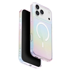 Клип-кейс (накладка) UNIQ Iridescia MagSafe для Apple iPhone 17 Pro Max полиуретан, голографический прозрачный