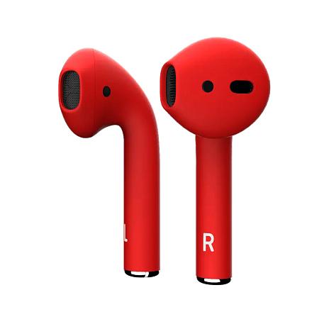 Беспроводные наушники Apple AirPods 2 с зарядным футляром красный матовый (полная покраска) - 2