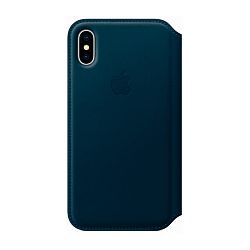 Чехол-книжка Apple Leather Folio для Apple iPhone X кожа, Cosmos Blue