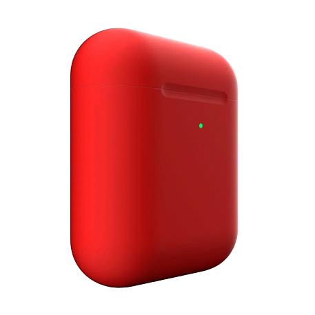 Беспроводные наушники Apple AirPods 2 с зарядным футляром красный матовый (полная покраска) - 3