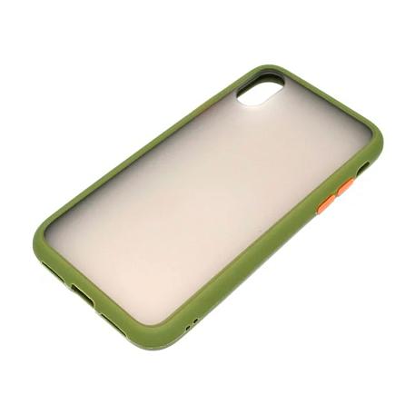 Клип-кейс (накладка) Shell для Apple iPhone Xr пластик, затемнённый с зелёной рамкой - 2