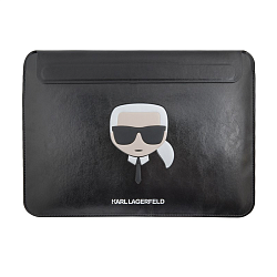 Чехол CG Mobile Lagerfeld Sleeve Karl Ikonik для Apple MacBook 14" искусственная кожа, чёрный