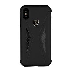 Клип-кейс (накладка) iMOBO Lamborghini для Apple iPhone X / Xs силикон, чёрный с карбоновыми вставками