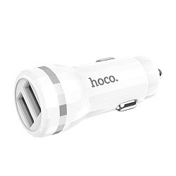Автомобильное зарядное устройство + кабель Lightning Hoco Z27 12 Вт, белый