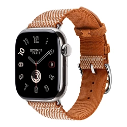 Умные часы Apple Watch Hermes Series 11 42mm GPS + Cellular Silver Titanium Case Gold/Ecru Single Tour Toile H Strap