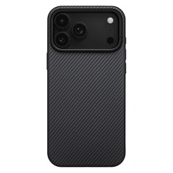 Клип-кейс (накладка) Pitaka Ultra-Slim Case для Apple iPhone 17 Pro Max кевлар (арамид), чёрно-серый (узкая полоска) (KI1701BPM)