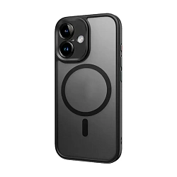 Клип-кейс (накладка) Rock Guard Touch Magnetic для Apple iPhone 16 полиуретан, поликарбонат, затемнённый с чёрной рамкой