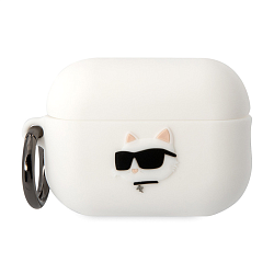 Кобура CG Mobile Lagerfeld Silicone Case With Ring для Apple AirPods Pro 2 силикон, "NFT 3D Choupette" белый