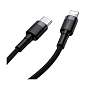 Дата-кабель Baseus Cafule Type-C to Lightning 1 м, чёрный с серым - 2