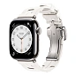 Умные часы Apple Watch Hermes Series 11 42mm GPS + Cellular Silver Titanium Case Blanc Single Tour Deployment Buckle Kilim Strap (with Orange Hermès Sport band)