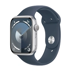 Умные часы Apple Watch Series 9 45mm GPS (Уценка) Silver Aluminium Case Storm Blue Sport Band M/L