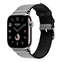 Умные часы Apple Watch Hermes Series 11 46mm GPS + Cellular Silver Titanium Case Noir/Ecru Single Tour Toile H Strap