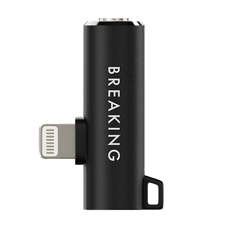 Адаптер-переходник Breaking (Lightning to 3.5mm mini Jack + Lightning) 7 см, чёрный - 4