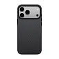 Клип-кейс (накладка) Pitaka Aramid UltraGuard Case для Apple iPhone 17 Pro кевлар (арамид), чёрно-серый (узкая полоска) (KI1701PB)