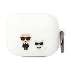 Кобура CG Mobile Lagerfeld Silicone Case With Ring для Apple AirPods 3 силикон, "Karl and Choupette" белый