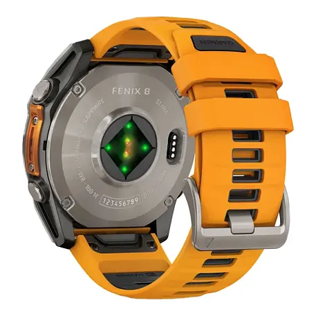 Умные часы Garmin Fenix 8 Amoled 51mm титановый (оранжевый ремешок) - 4