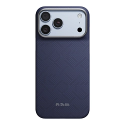 Клип-кейс (накладка) Pitaka Edge Case для Apple iPhone 18 Pro Max / 17 Pro Max кевлар (арамид), тёмно-синий (KI1805PM)
