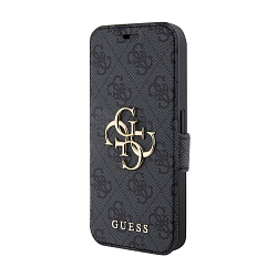 Чехол-книжка CG Mobile Guess PU 4G Big Metal Logo Booktype для Apple iPhone 15 Pro искусственная кожа, пластик, серый