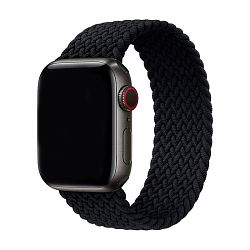 Плетёный монобраслет для Apple Watch 44 / 45 / 46 / 49mm силиконовый эластомер чёрный