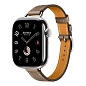 Умные часы Apple Watch Hermes Series 11 42mm GPS + Cellular Silver Titanium Case Etoupe Single Tour Attelage Strap (with Orange Hermès Sport band)