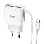 Сетевое зарядное устройство + кабель Micro Hoco C59A 10 Вт, белый - 1
