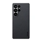 Клип-кейс (накладка) Pitaka Ultra-Slim Case для Samsung Galaxy S25 Ultra кевлар (арамид), чёрно-серый (узкая полоска) (KS2501U)