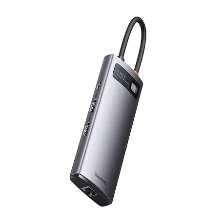 Адаптер-разветвитель для компьютера Baseus Metal Gleam Series/Starjoy(USB3.0*3+ HDMI*2+PD+RJ-45) (7в1) серый - 3