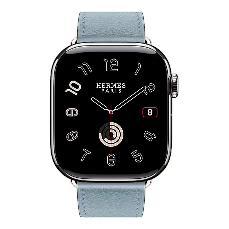 Умные часы Apple Watch Hermes Series 11 42mm GPS + Cellular Silver Titanium Case Bleu Lin Single Tour Strap (with Orange Hermès Sport band) - 2