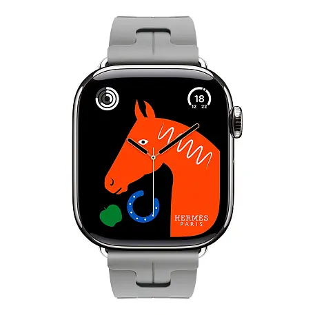 Умные часы Apple Watch Hermes Series 11 42mm GPS + Cellular Silver Titanium Case Gris Single Tour Deployment Buckle Kilim Strap (with Orange Hermès Sport band) - 2
