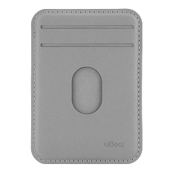 Кардхолдер uBear Split Geo (Find My) для Apple iPhone экокожа, серый