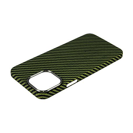 Клип-кейс (накладка) K-DOO Kevlar для Apple iPhone 13 Pro Max кевлар, чёрно-зелёный (полоска) - 4