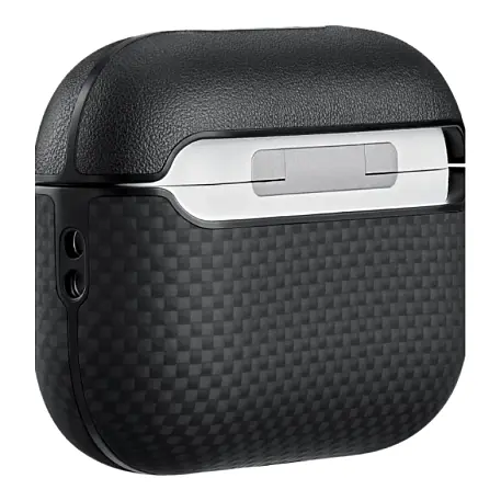 Кобура Pitaka MagEZ Case для Apple AirPods Pro 3 кевлар (арамид), чёрно-серый (узкая полоска) (APM2501) - 3