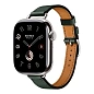 Умные часы Apple Watch Hermes Series 11 42mm GPS + Cellular Silver Titanium Case Vert Mangrove Single Tour Attelage Strap (with Orange Hermès Sport band)