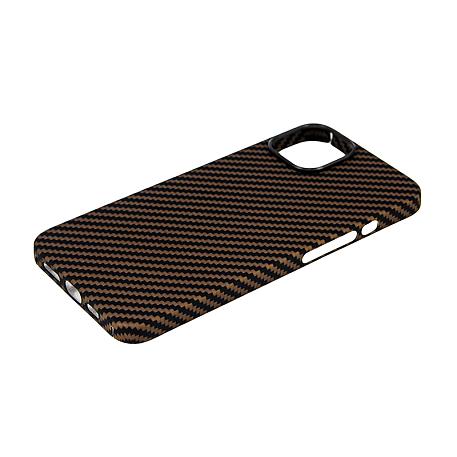 Клип-кейс (накладка) K-DOO Kevlar для Apple iPhone 13 кевлар, чёрно-коричневый (полоска) - 3