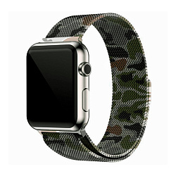 Миланский сетчатый браслет для Apple Watch 44 / 45 / 46 / 49mm сталь (Камуфляж) зелёный