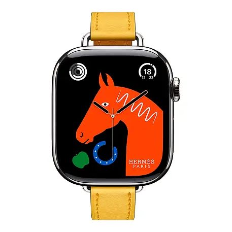 Умные часы Apple Watch Hermes Series 11 42mm GPS + Cellular Silver Titanium Case Sun Single Tour Attelage Strap (with Orange Hermès Sport band) - 2