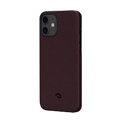 Клип-кейс (накладка) Pitaka MagEZ Case для Apple iPhone 12 / 12 Pro кевлар (арамид), чёрно-красный (плетение "шахматы")