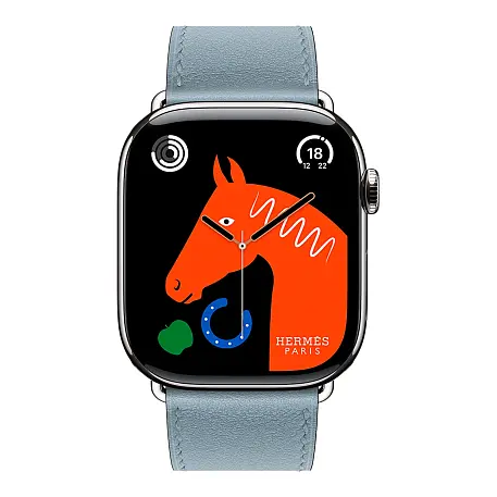 Умные часы Apple Watch Hermes Series 11 46mm GPS + Cellular Silver Titanium Case Bleu Lin Single Tour Strap (with Orange Hermès Sport band) - 2